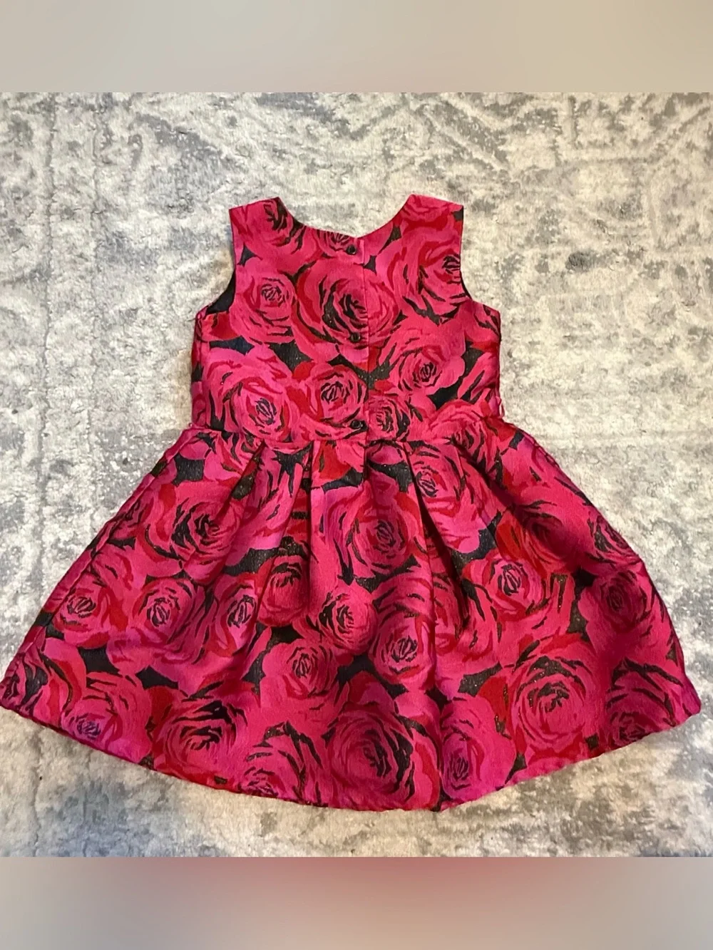 The Children's Place Girls 4T Black Red Rose Floral Party Dress
